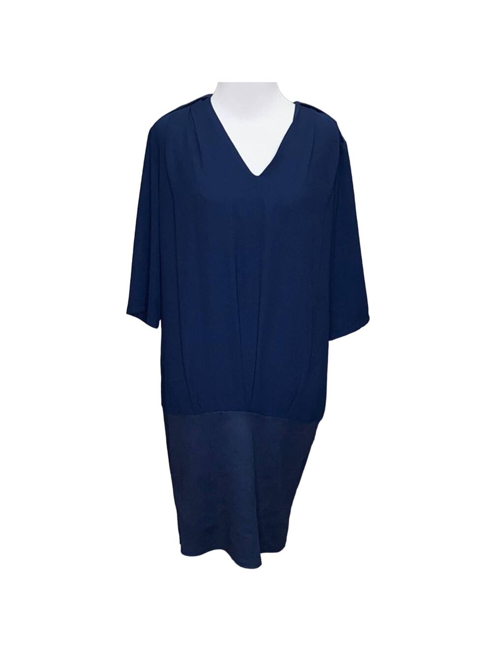 Lenny B. Paris Navy Mixed Media Dress Robe Large